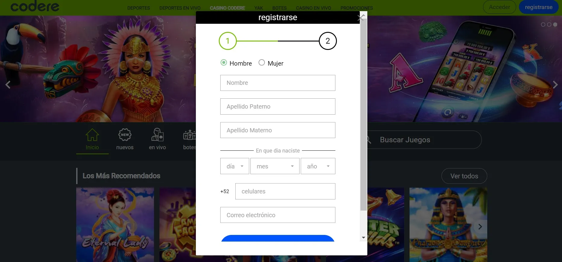 registro Codere casino