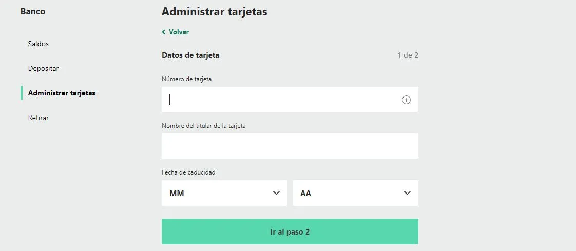 Cómo agregar visa en tu casino online